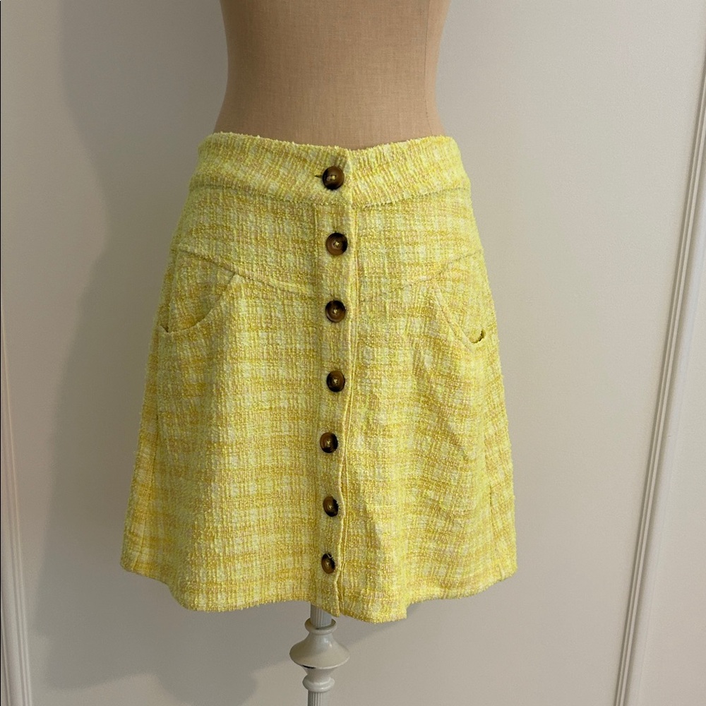 Maeve Yellow “Tweed” A-Line Skirt, 8P, NWOT